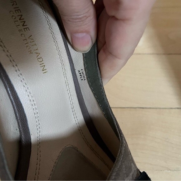 Adrienne Vittadini Collection Peep Toe Bow Leather Platform Pumps in Taupe 7.5 - Picture 11 of 16